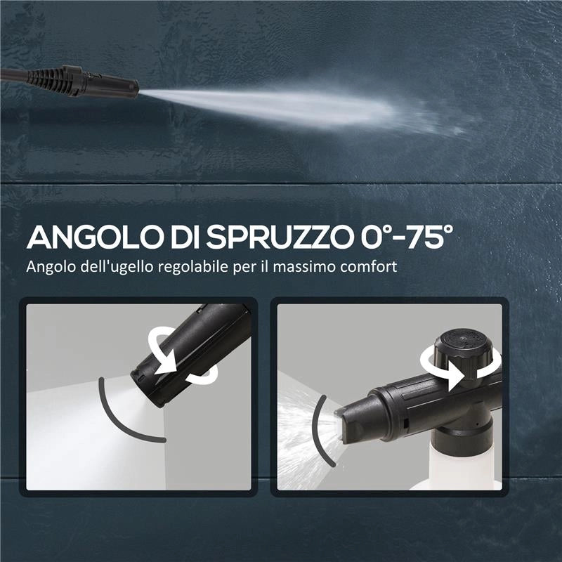 IDROPULITRICE AD ALTA PRESSIONE 1600W CON UGELLO REGOLABILE E KIT PULIZIA 35X28X65 CM BLU E NERO