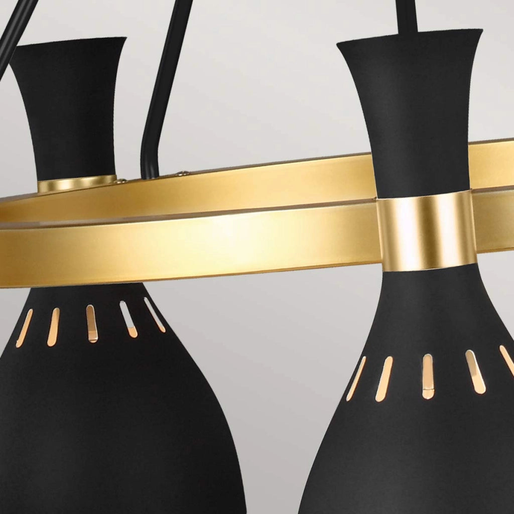Lampadario Joan nero ottone ossidato 5xE27 60W Feiss