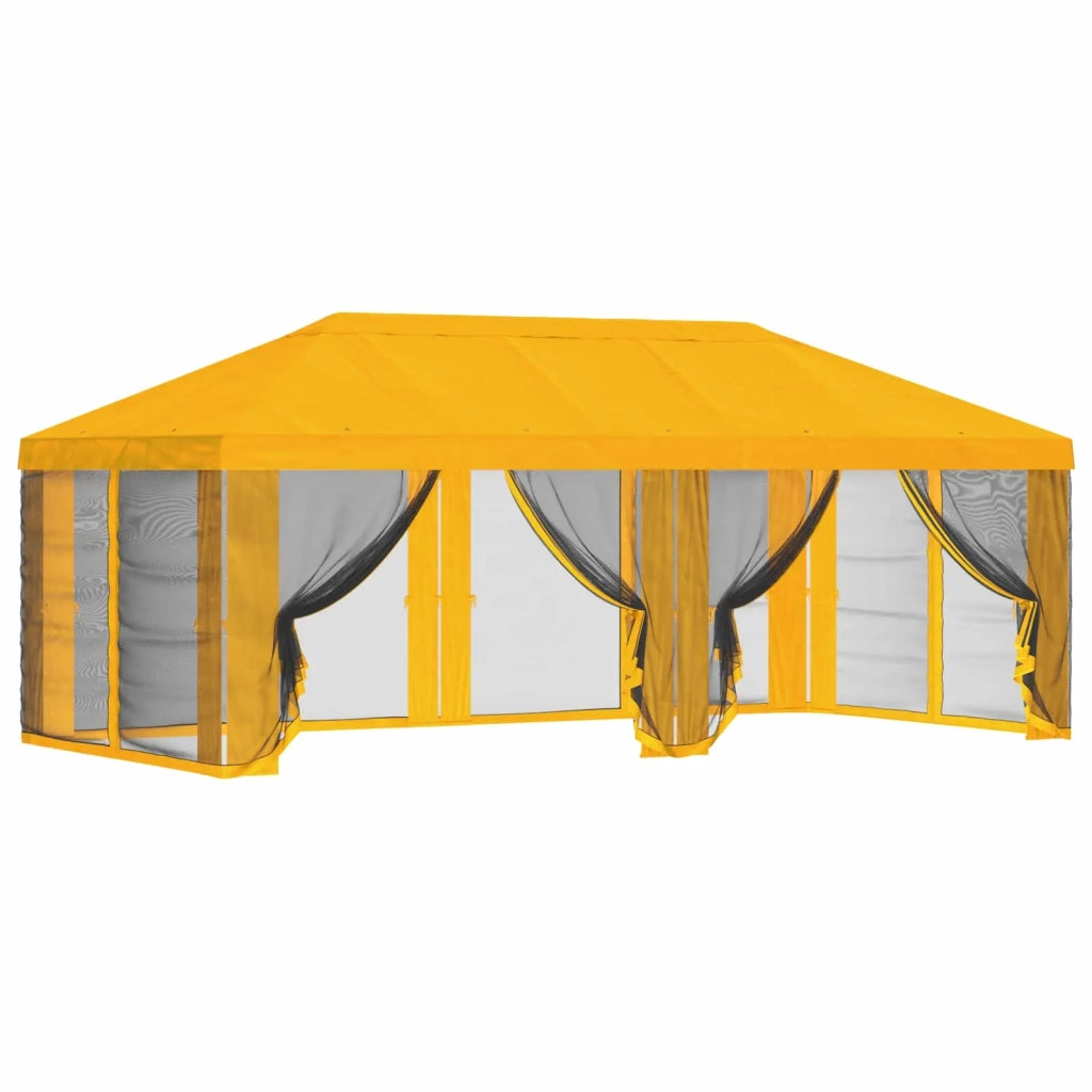 Copertura Gazebo con Pareti Laterali Giallo 600,5 x 300,5 cm 900442