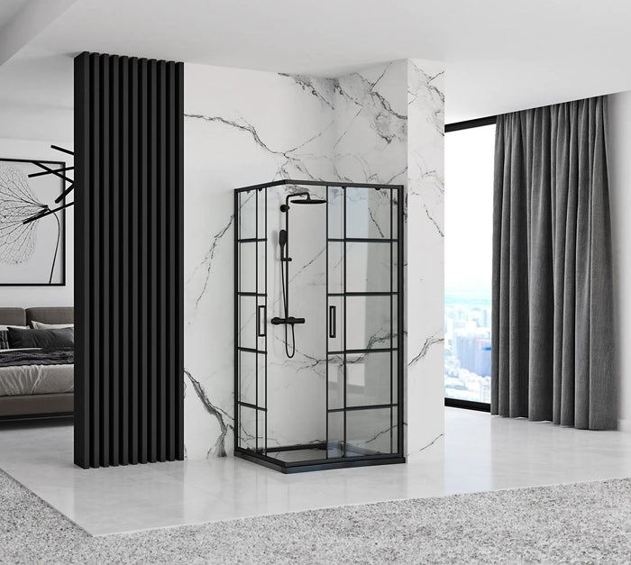 Cabina Doccia Rea Concept Black 80x100 senza piatto doccia
