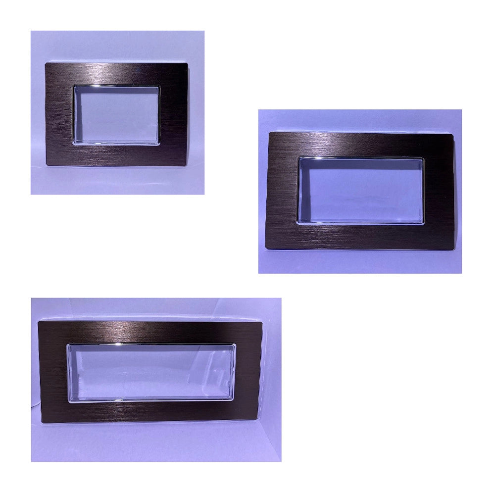 Trade Shop - Placca Luxury 3 4 6m Metallo Brown Marrone Satinato Compatibile Bticino Axolute -