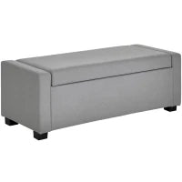 Panca Fondoletto con Vano Contenitore in Tessuto, 120x50x44cm - Grigio