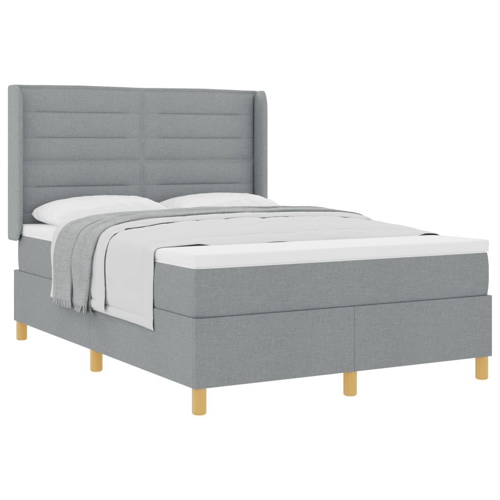 Letto a Rete con Materasso Grigio Chiaro 140x200 cm Tessuto