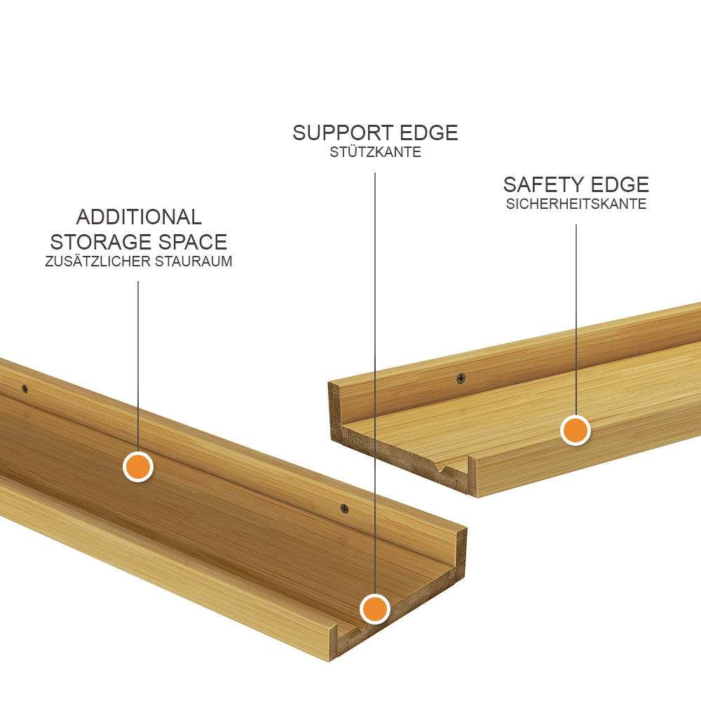 Vicco Scaffale a muro Legno naturale 50 x 4 cm Set di 2