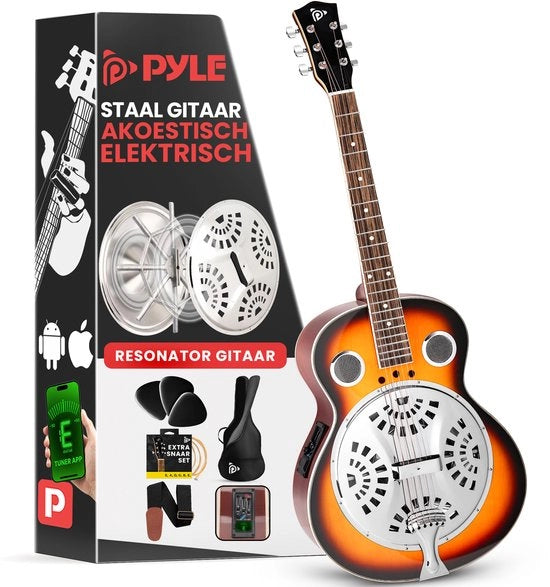 Chitarra Acustica Elettrica Completa Misura Tradizionale Resonatore con Manico Rotondo - Amplificatore Integrato