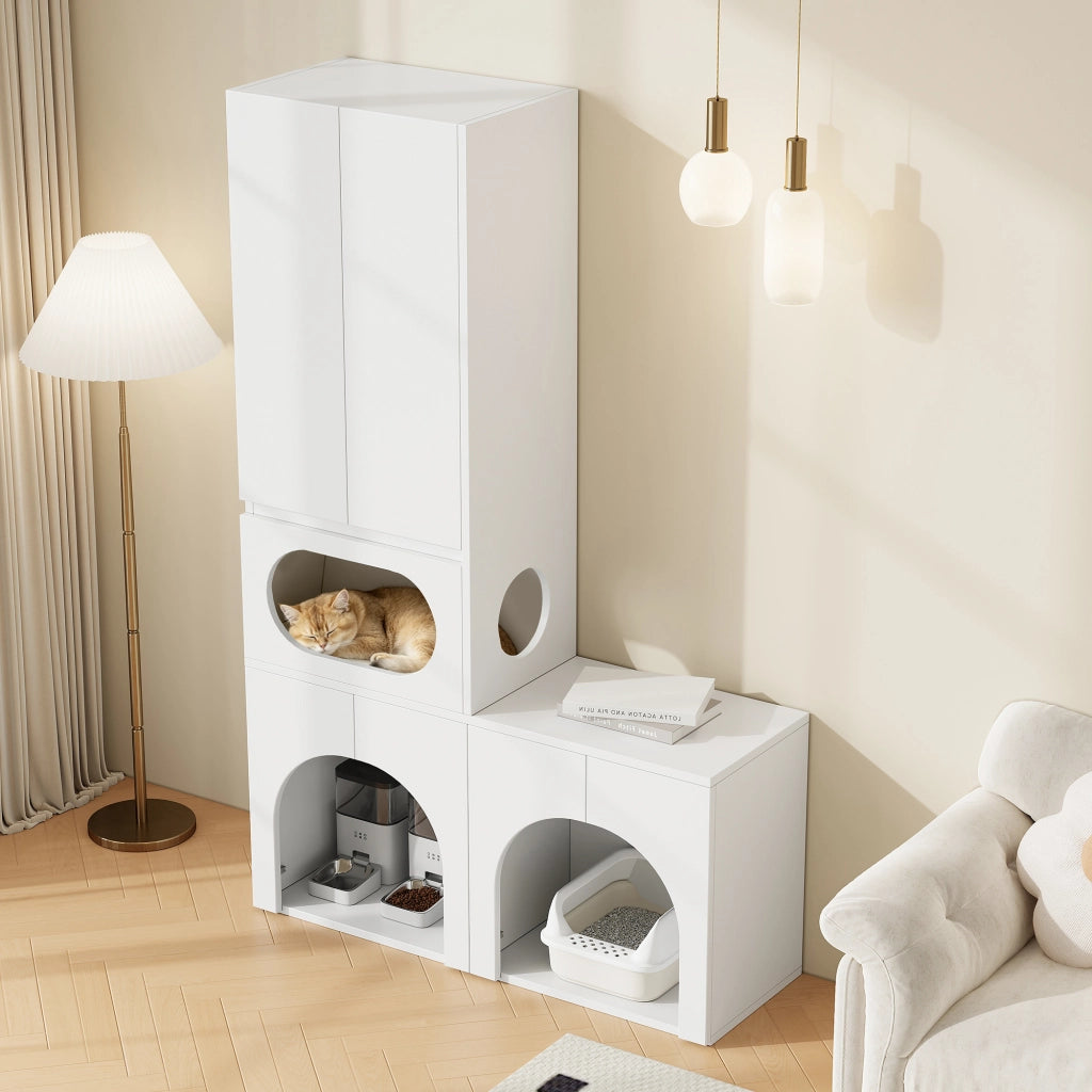 MOBILE Porta lettiera doppio 140 x 45 x 195 cm Bianco MDF