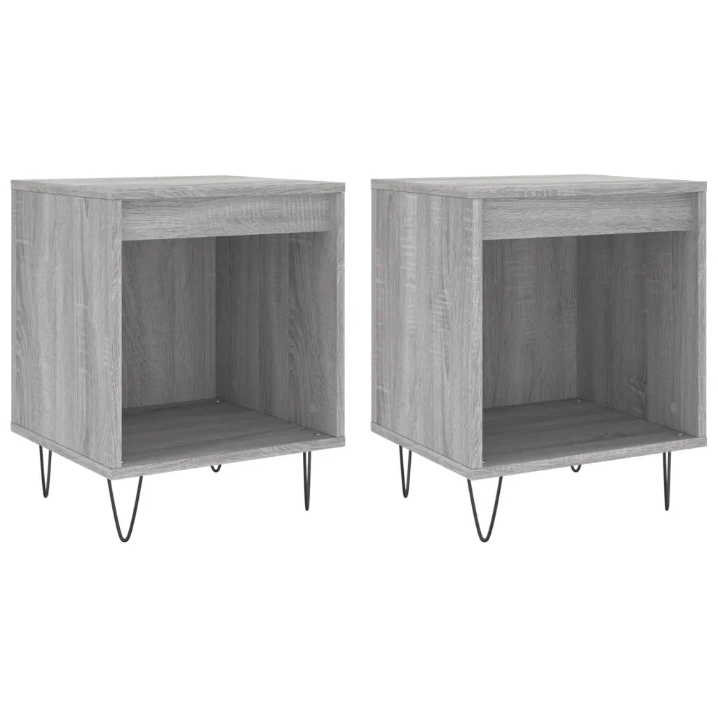 Set di 2 Comodini | Armadio da Notte | Mobiletto da notte Grigio Sonoma 40x35x50 cm in Legno Multistrato