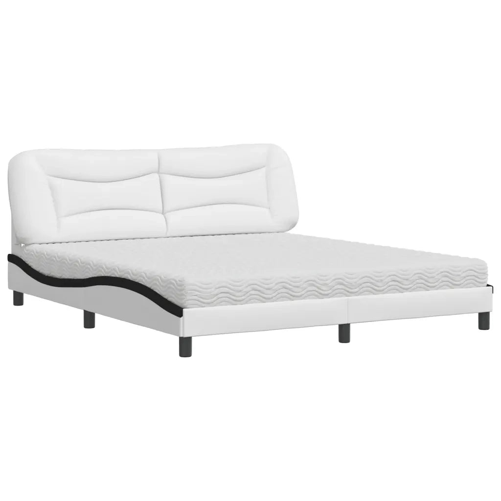 Letto con Materasso Hvar Bianco e Nero 180x200cm Similpelle