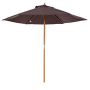 Easycomfort Ombrellone da Giardino 2.5x2.3 m a 6 Stecche con Manovella, in Legno e Poliestere, Marrone