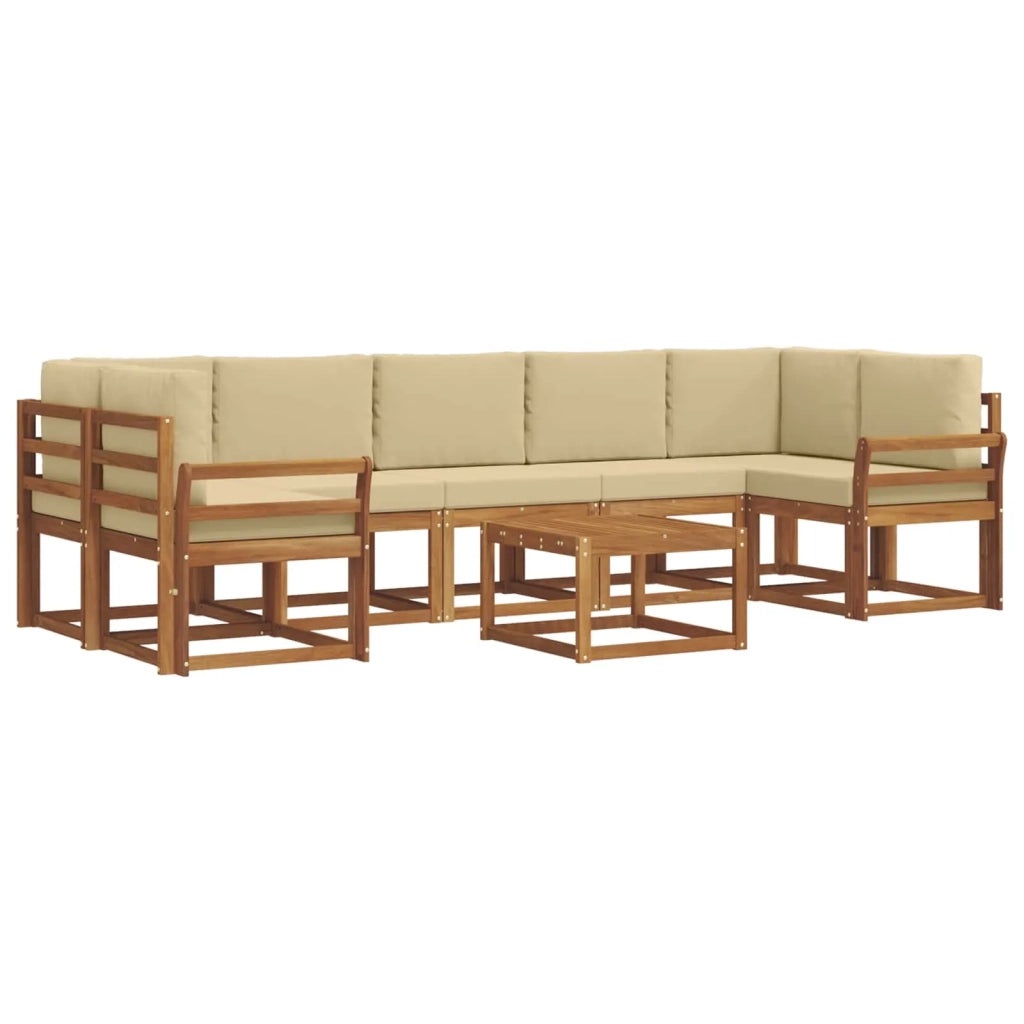 Set di divani da esterno con cuscino 8 pcs Naturale e Beige 3366151