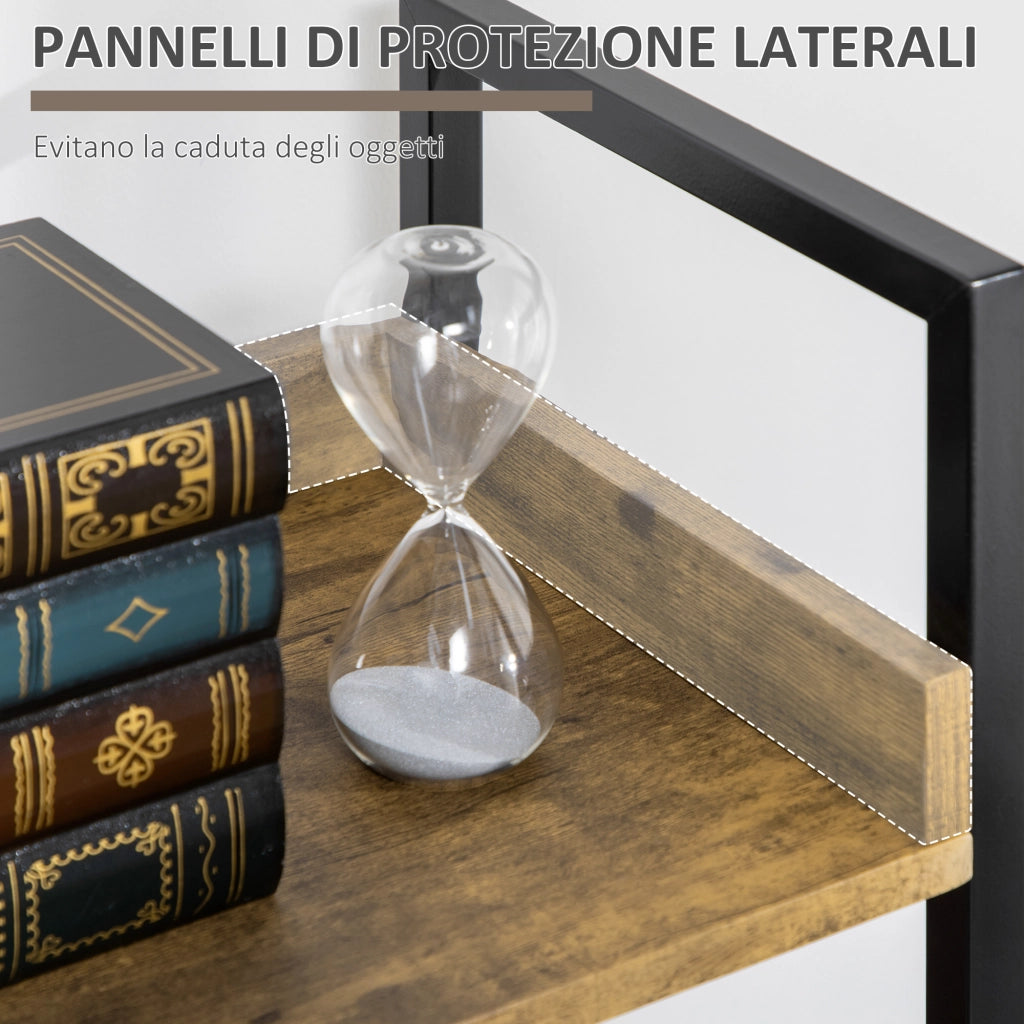 Libreria Stile Industriale a 5 Ripiani in Legno e Metallo, 48x30x155cm, Marrone Rustico