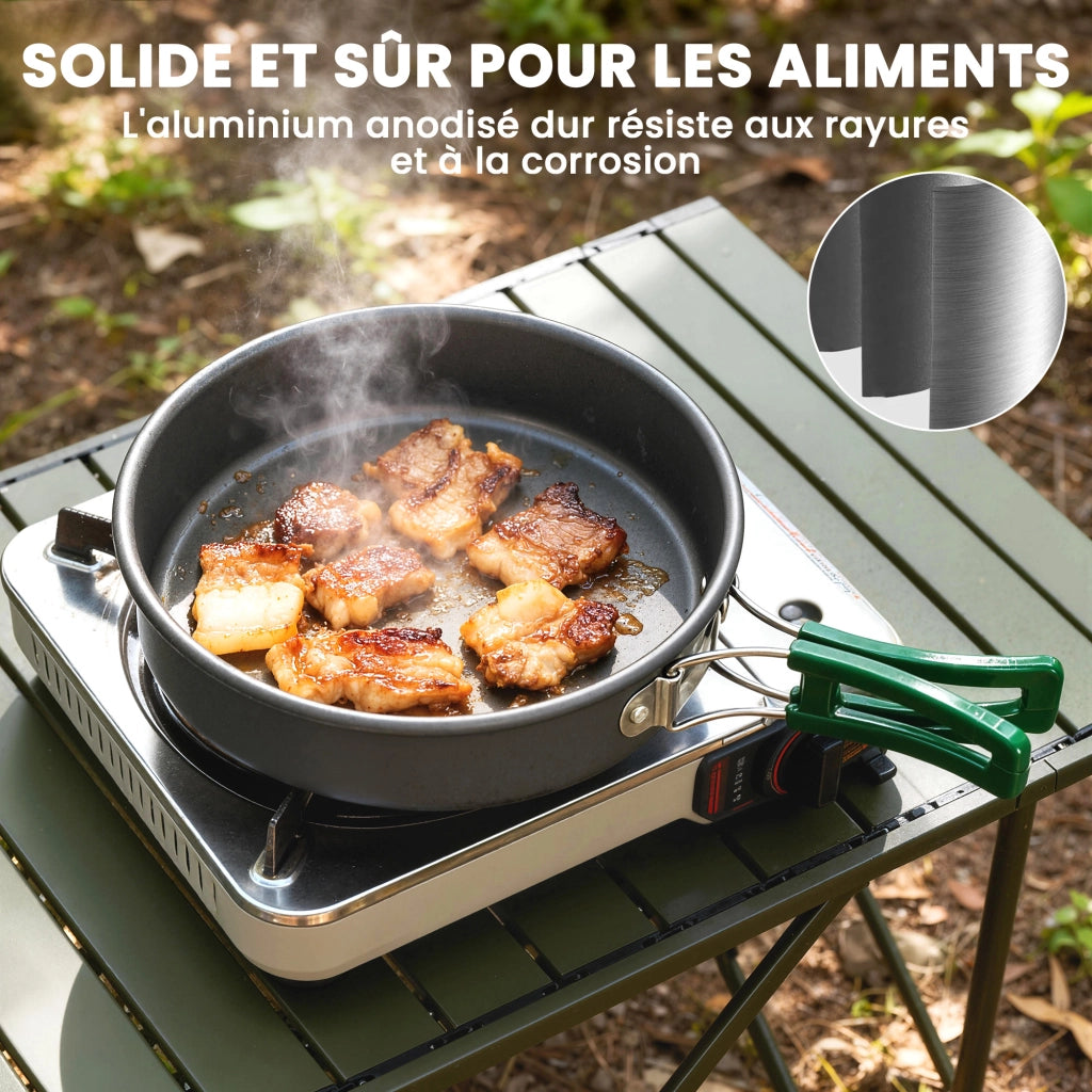 Kit de Casseroles Camping 11 Pcs Cuisine de Camping Compact Gris