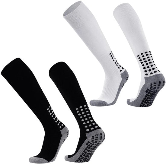 Sokker da Calcio con Cuffia Alta - Gomme Antiscivolo - Assorbenti Umidità - 2 Paia - Poliestere/Lana - Respiranti e Resistenti allo Sforzo