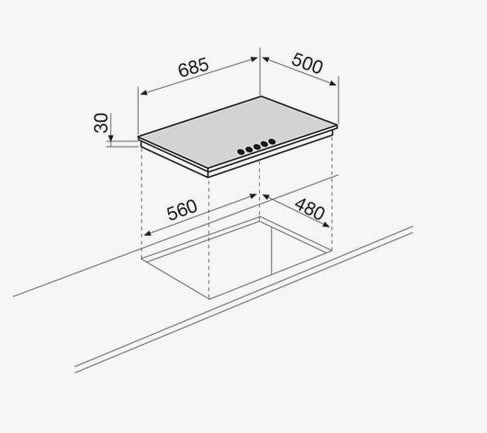 Glem gas gt755bk piano cottura da 70 cm nero, comandi frontali, 5 fuochi