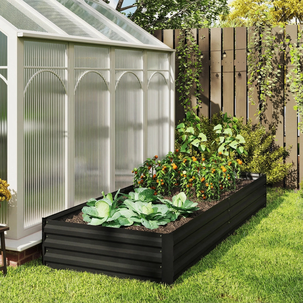 Vaschetta da giardino rettangolare ¨C zephmum ¨C nero acciaio ondulato 241x90.5x30 cm