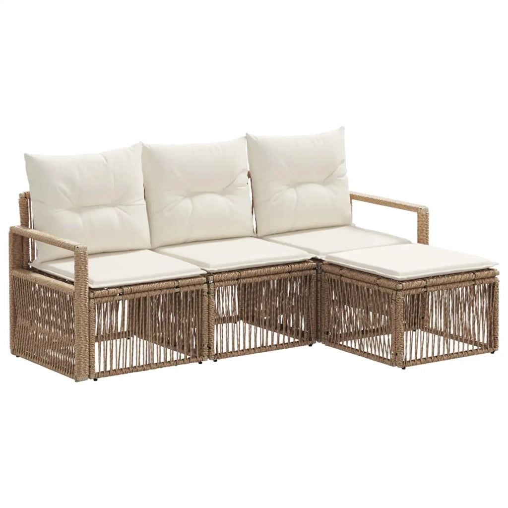 Set Divano da Giardino 4 pcs Beige polyrattan 3435693
