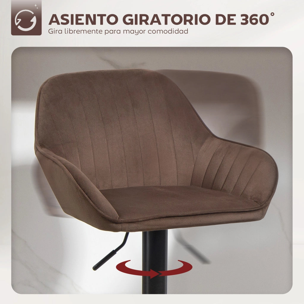 Sgabelli da Bar Girevoli con Altezza Ajustable e Schienale ¨C Zephmum ¨C Velluto Marrone 62-83 cm