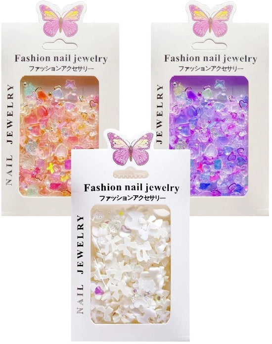 Decorazioni per unghie 150 pezzi - Strass/Arte per unghie - Cuori/Strisce rosa - Forme di delfino - Robusto/Duraturo - Facile da usare - Arte per unghie