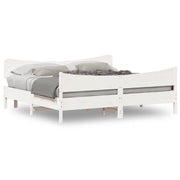 Letto matrimoniale | Letto per adulti | Giroletto senza Materasso Bianco 180x200 cm Legno Massello Pino