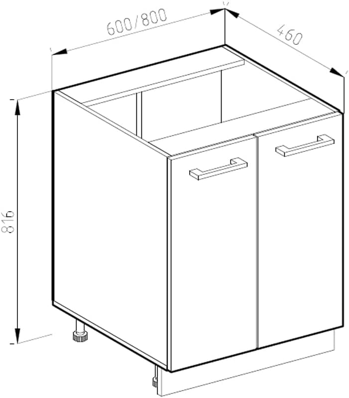 Mobiletto base cucina R-Line, Sonoma, 60 cm, PL Marmo, per la libera combinazione all'interno di sistemi cucina modulari