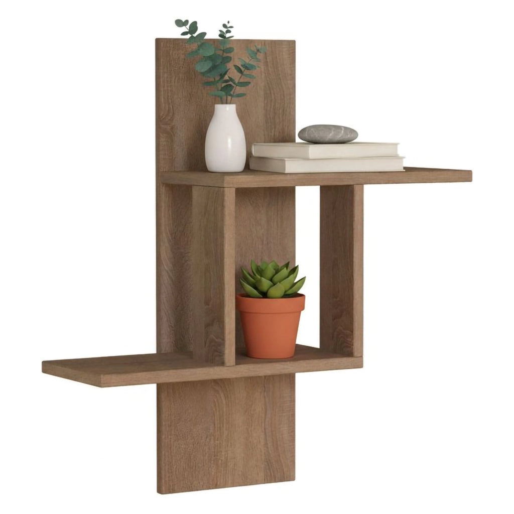 Mensola Aviano, Scaffale, Ripiano a muro, Scaffalatura multiuso, 64x20h70 cm, Quercia