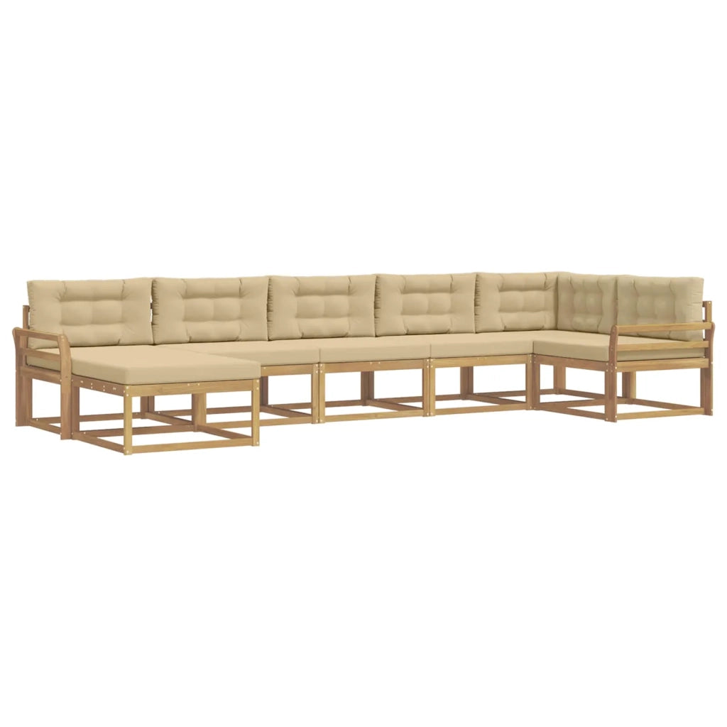 Set di divani da esterno con cuscino 7 pcs Bianco e Beige