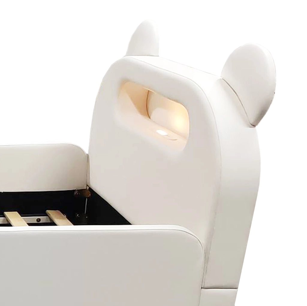 Letto imbottito per bambini 90x200 cm con testiera orso, luce notturna e USB bianco