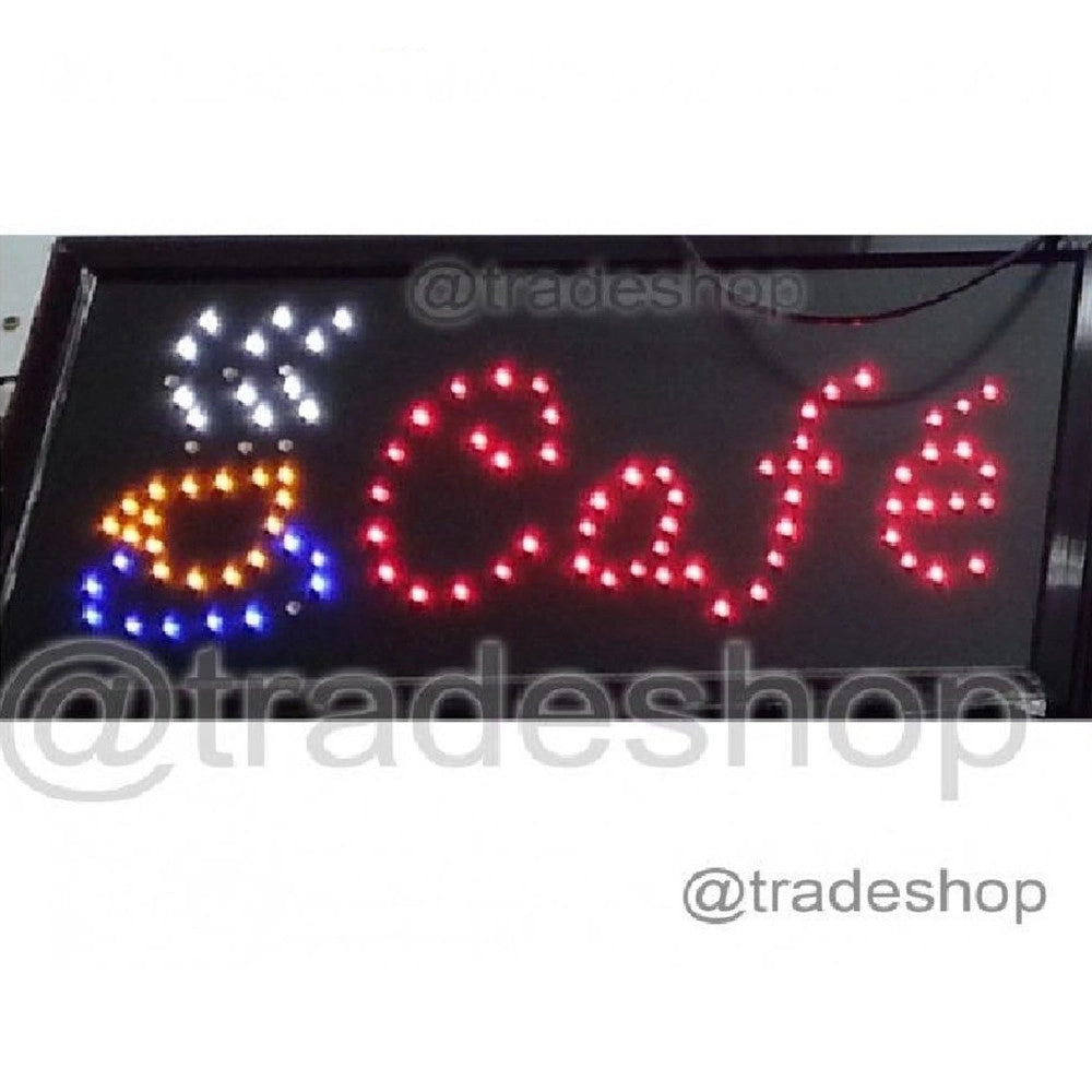 Trade Shop - Insegna Led Luminosa Dinamica Con Scritta "cafe' " E Tazza Fumante -