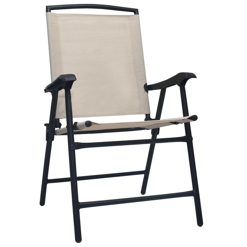 Sedie da Giardino Pieghevoli 2 pz | Sedie da Esterno in Textilene Crema