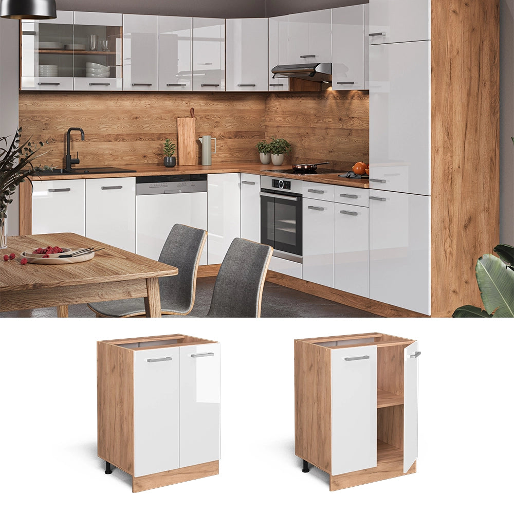 Vicco Mobiletto base cucina Bianco lucido 60 cm PL Marmo