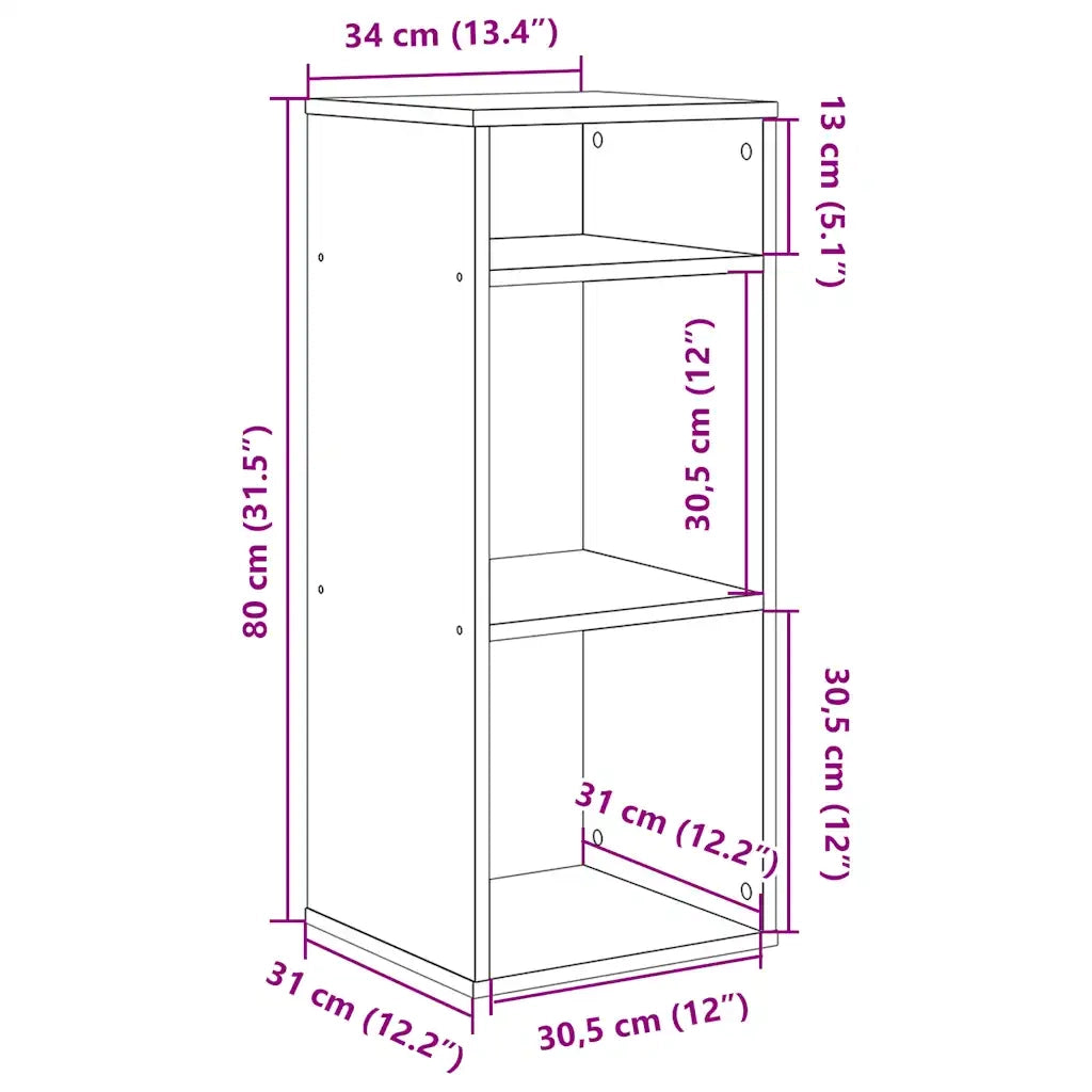 Libreria Grigio Sonoma 34x31x80 cm in Legno Multistrato 860279