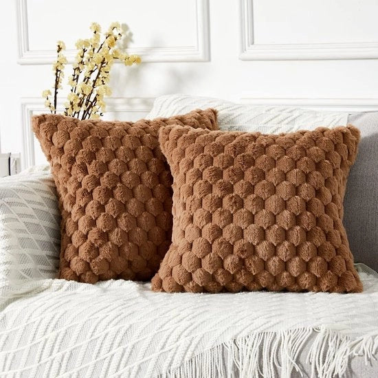 Coprisacco - 2 pezzi - 40×40cm - Ultrapiù morbido e confortevole - Coprisacco decorativo - Per divano, letto, salotto - Moka
