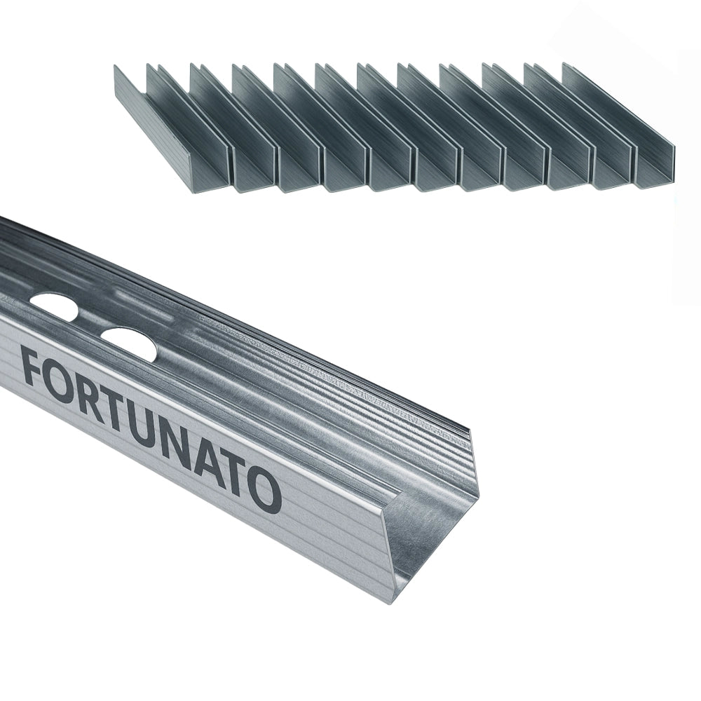 Montante c standard 2 m profilo preforato sp 0,6 mm fissaggio cartongesso 12 pz *** misure 47 x 49 x 50 mm, confezione 1