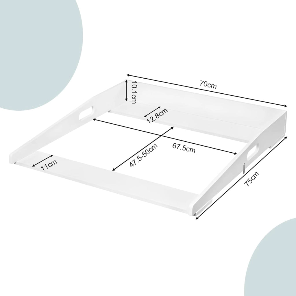 WOLTU Fasciatoio per Cassettiera, in MDF, 70x75x10 cm, Piano Fasciatoio per Neonati, Adatto a Comò con Profondità 47,5-50 cm e Larghezza ≥ 70 cm, Fissaggio con Staffe Metalliche, Bianco