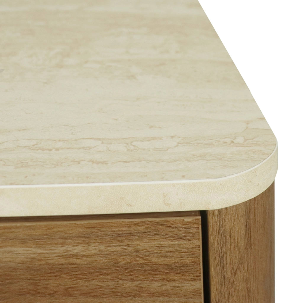 Credenza effetto legno e travertino a 3 ante, 160 cm, noce