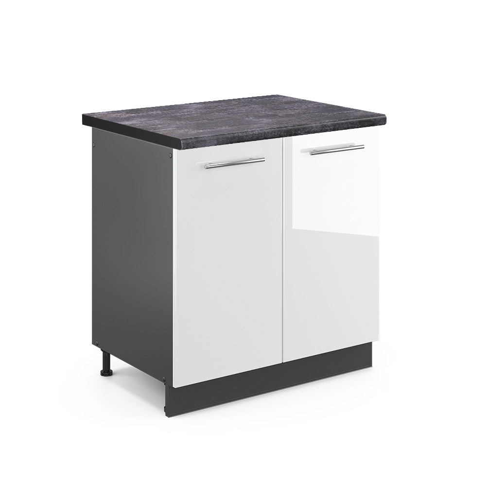 Mobile lavello cucina Fame-Line Bianco lucido/Antracite 80 cm, PL Antracite Vicco