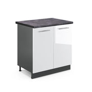 Mobile lavello cucina Fame-Line Bianco lucido/Antracite 80 cm, PL Antracite Vicco