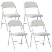 Set di 4 sedie pieghevoli con struttura in metallo color bianco e seduta e schienale imbottiti in tessuto PU Sedili ribaltabili