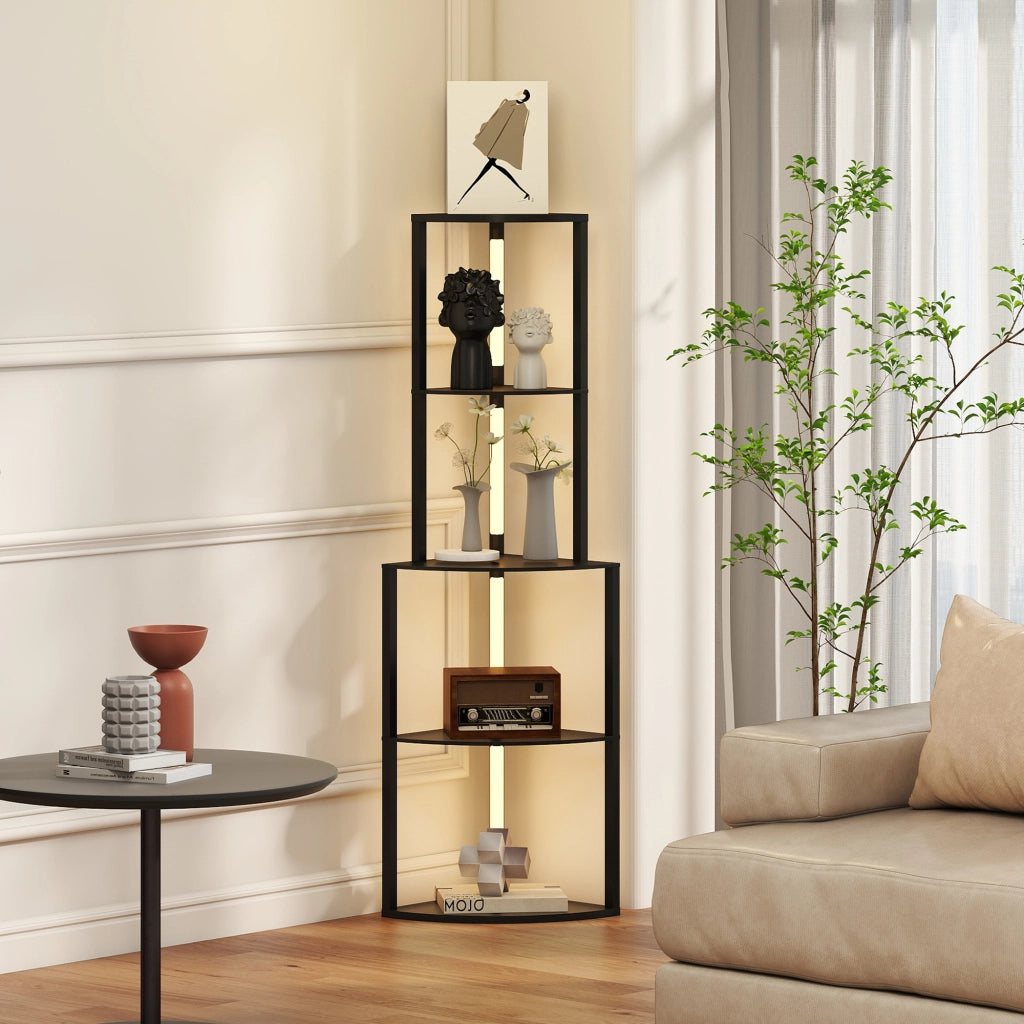 Lampada da terra con ripiani ¨C zephmum ¨C nero 55.5x39.5x163 cm