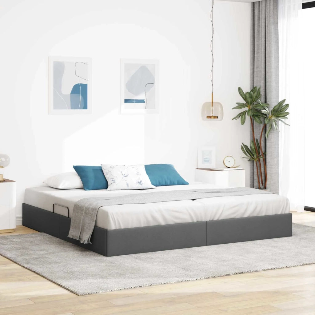 Letto ottomano Grigio scuro 200 x 200 cm Tessuto 3442845