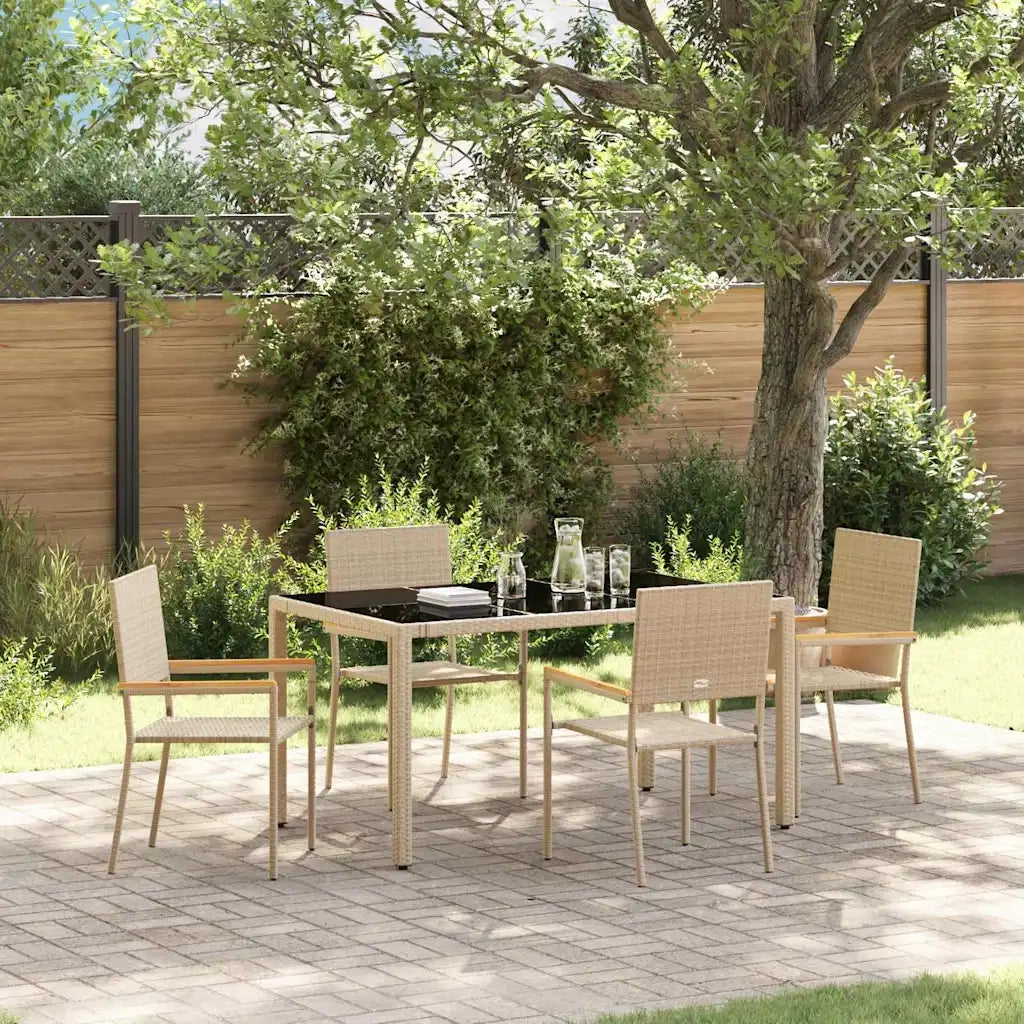 Set da Pranzo per Giardino 5 pz | Set Salotto da Giardino Beige polyrattan