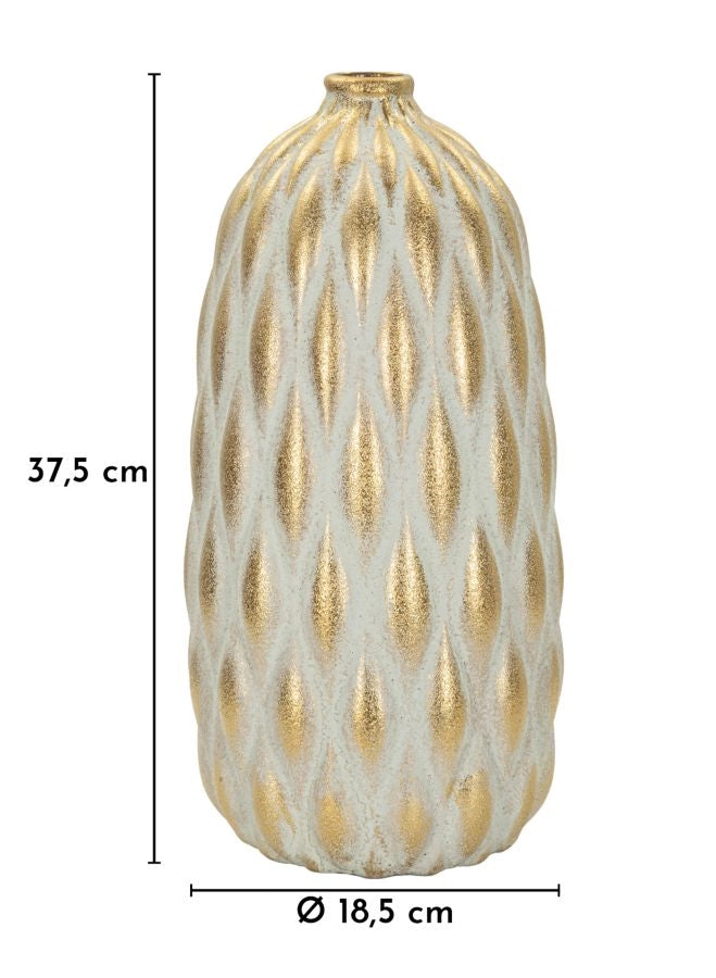 Vaso Pepitas Ø18,5x37,5 cm in Ceramica Grigio e Oro