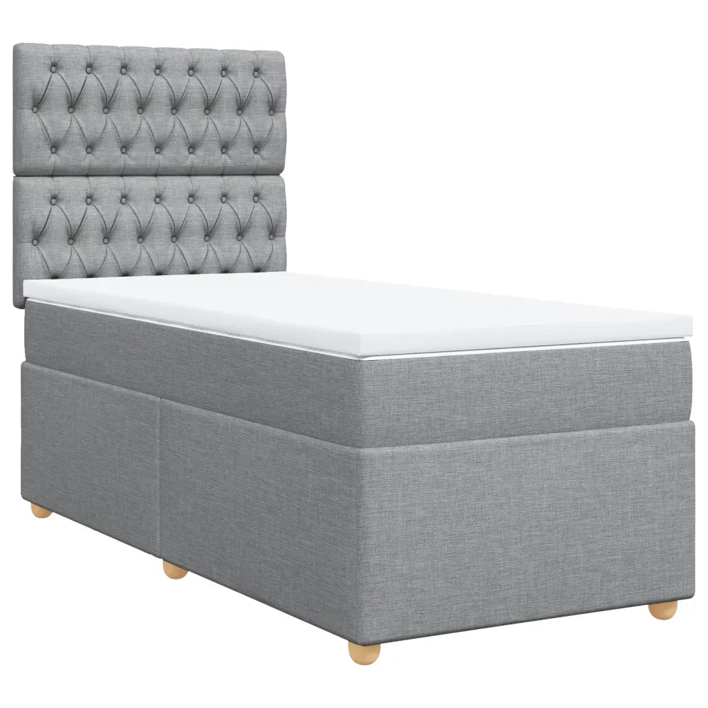 Giroletto a Molle con Materasso Grigio Chiaro100x200 cm Tessuto