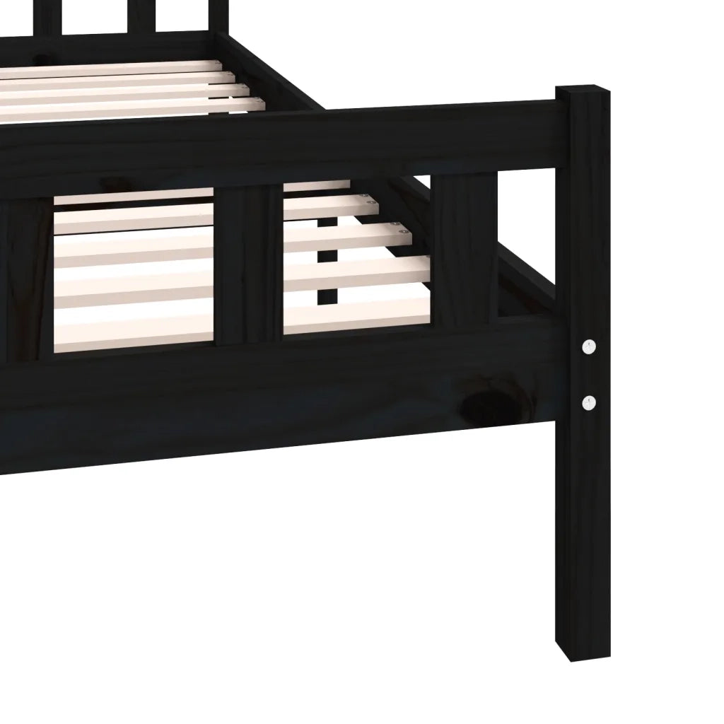 Giroletto Nero in Legno Massello 160x200 cm 810693