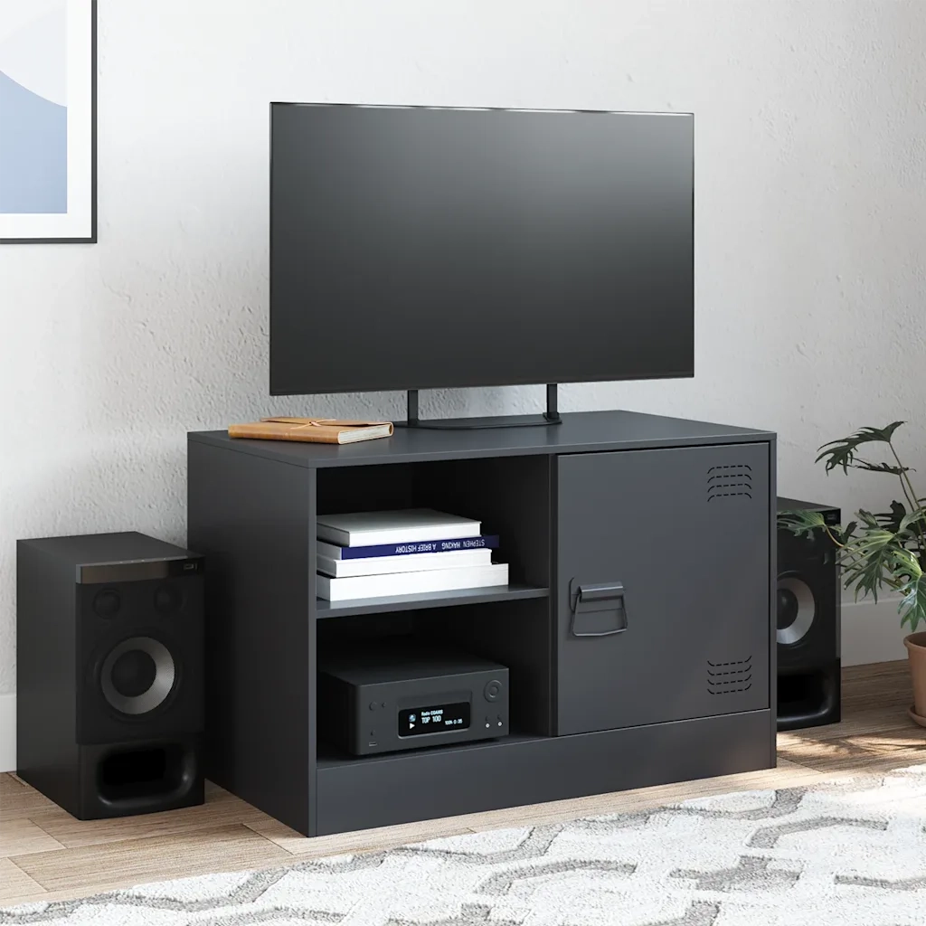 Mobile TV | Armadietto TV | Mobile Porta TV Nero 67x39x44 cm in Acciaio