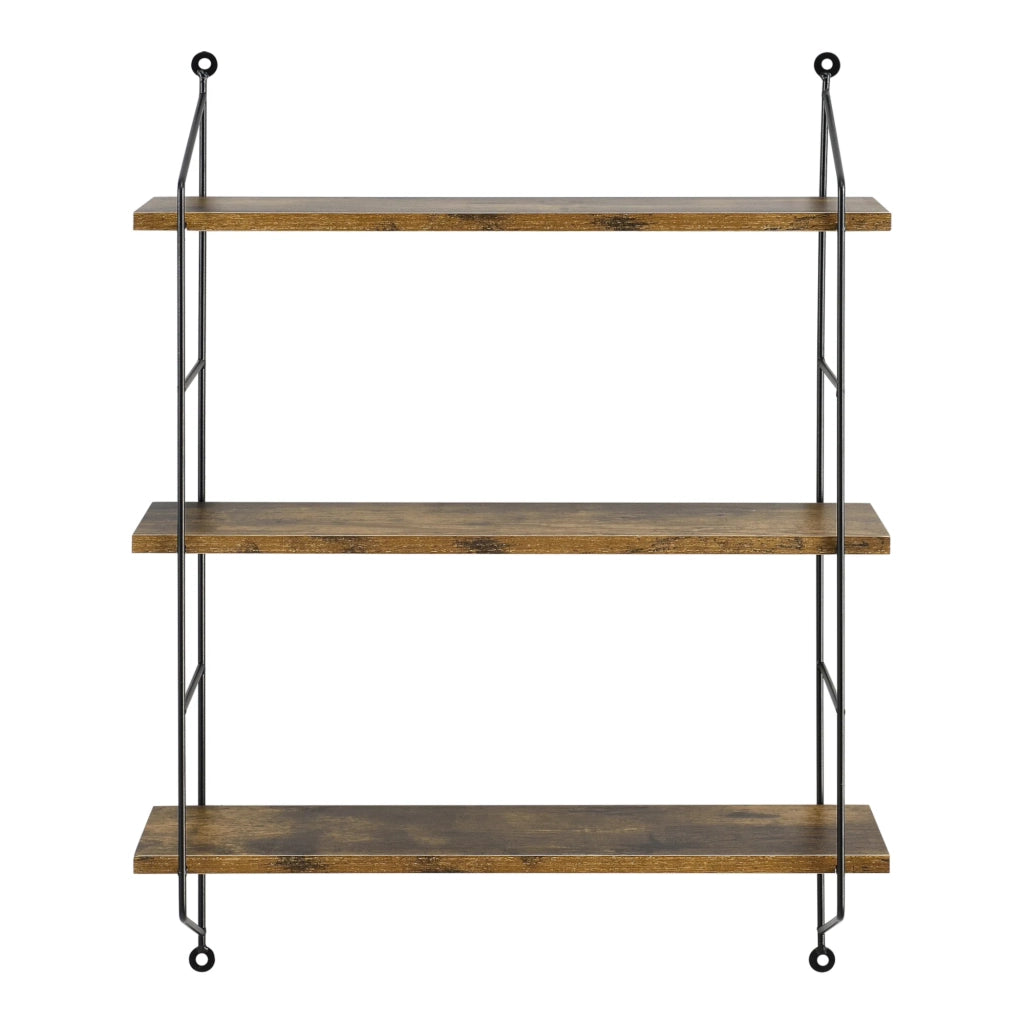 Mensola da parete a 3 ripiani 48 x 15 x 64 cm effetto legno scuro 03_0007063