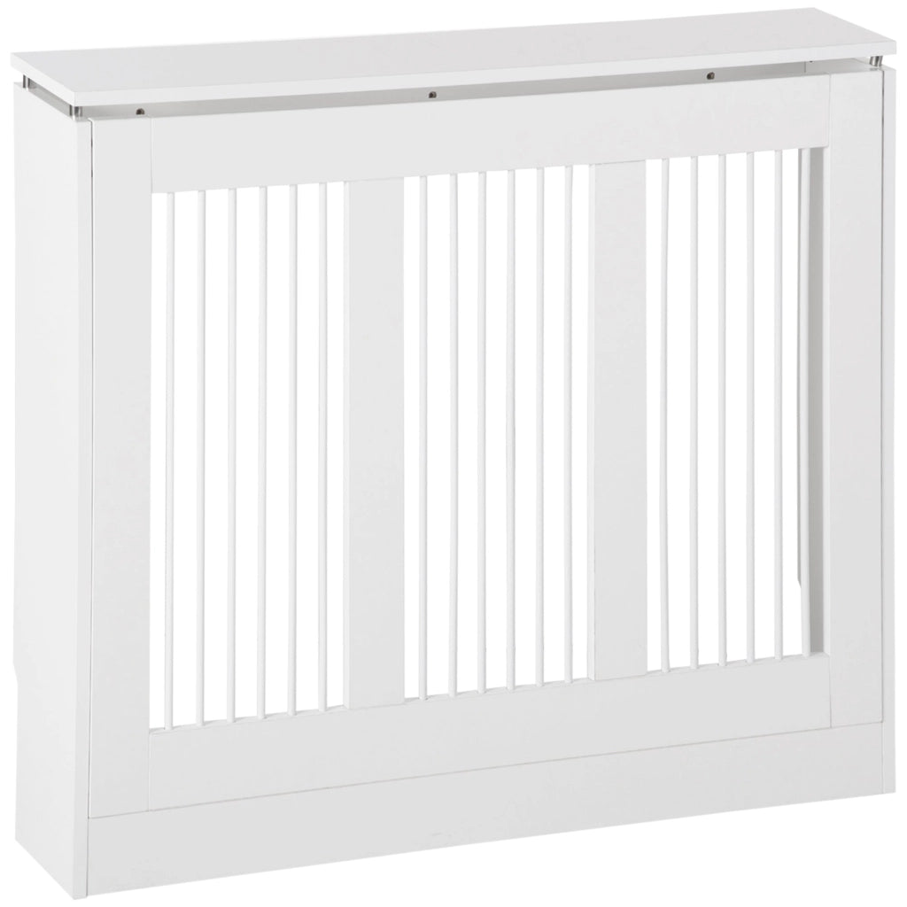Copritermosifone a Doghe 90x18x84 cm in MDF e Acciaio Bianco