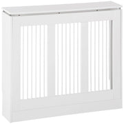 Copritermosifone a Doghe 90x18x84 cm in MDF e Acciaio Bianco