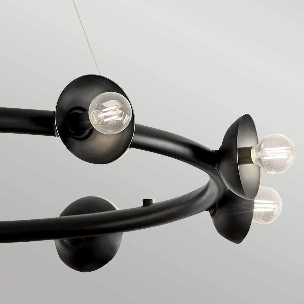 Lampadario loft nero satinato anello Ø88 9xE14 Kichler