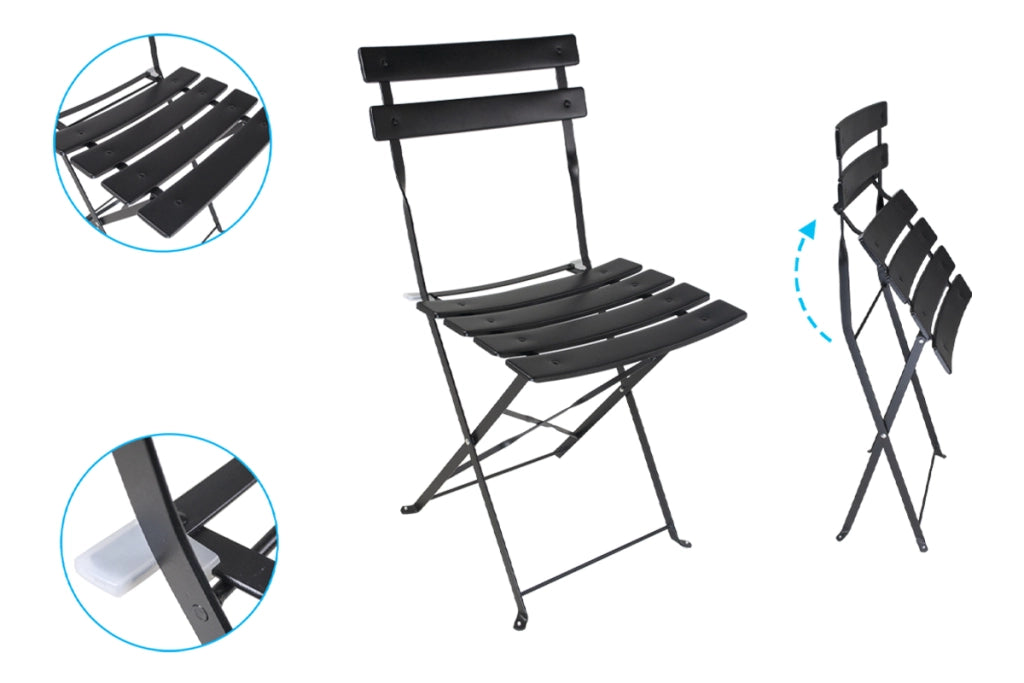 Set tavolo e sedie da giardino pieghevoli nero – Positano TRSP10PO